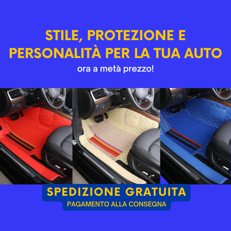 (PROMOZIONE SUPER) KIT UNIVERSALE DI TAPPETINI PERSONALIZZATI CON IL LOGO DEL MARCHIO (4 PEZZI)